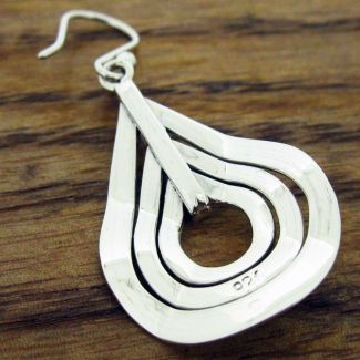 Triple Teardrop Silver Earrings (589)