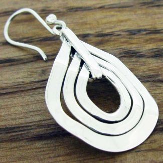 Polished Teardrop Silver Earrings 