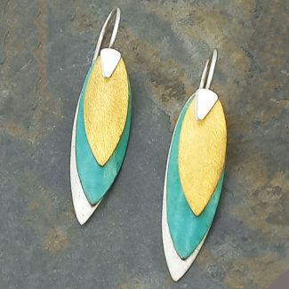 Textured Leaves Silver Earrings (623)