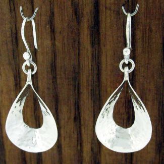 Beaten Teardrop Silver Earrings