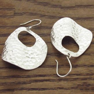 Statement Mexican silver hammered earrings