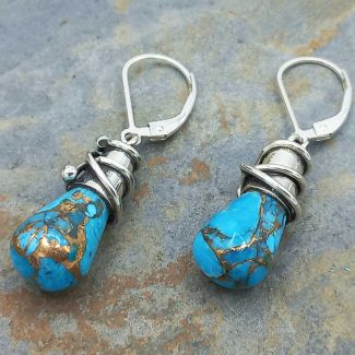 Semi-precious silver earrings with turquoise