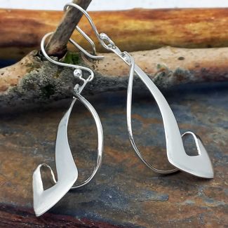 Twisting Strand Silver Earrings