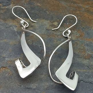Statement Silver Drop Twist Earrings