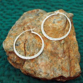 Handmade Hammered Silver Hoops