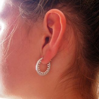 Sterling silver hoops with balls