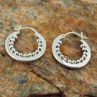 Unusual silver hoop earrings