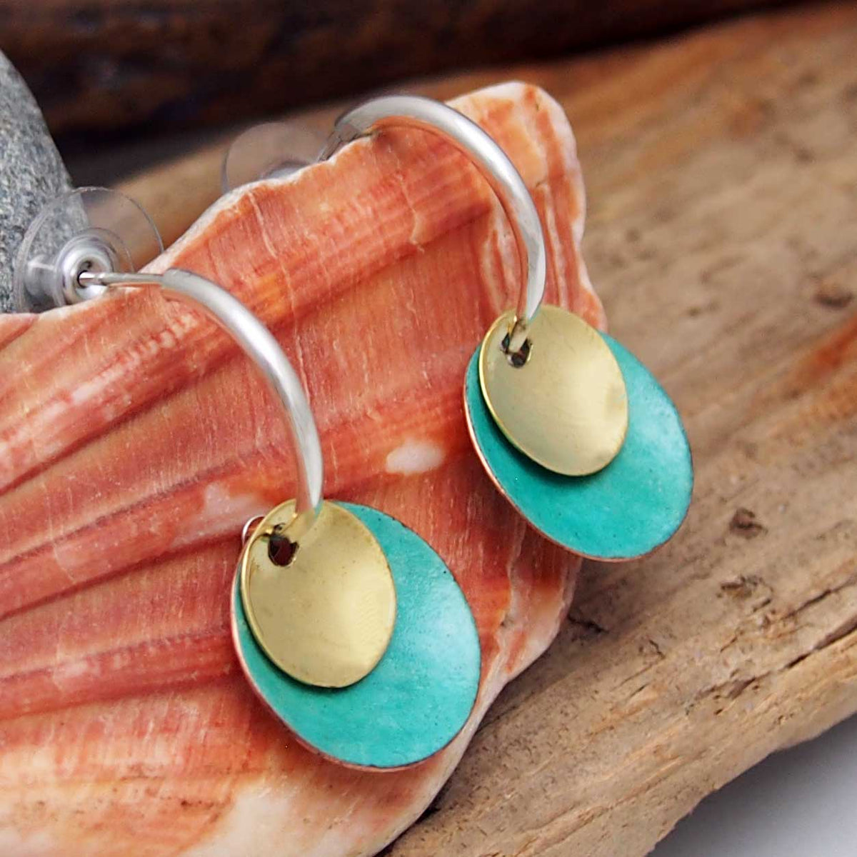 Handmade silver copper earrings