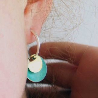 Unusual Copper Patina Sterling Silver Earrings