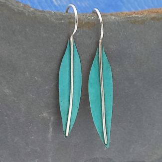 Patina Leaf Silver Earrings 