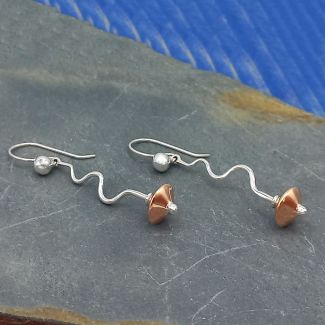 Unusual silver copper earrings