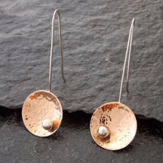 Statement Long Copper Silver Earrings
