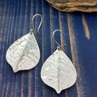 Handmade hammered leaf earrings