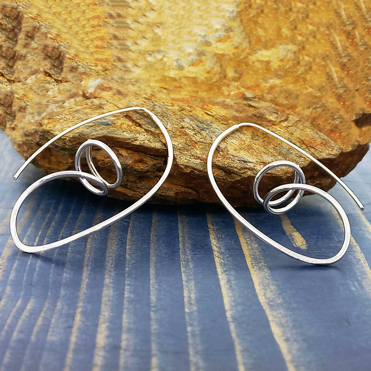 Spiral Long Silver Earrings 