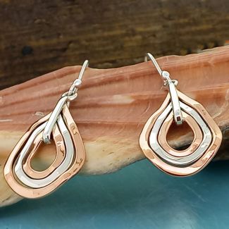 Teardrop Silver Copper handmade earrings