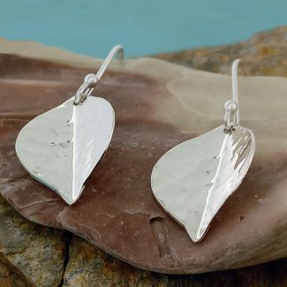 Handmade Mexican silver leaf earrings