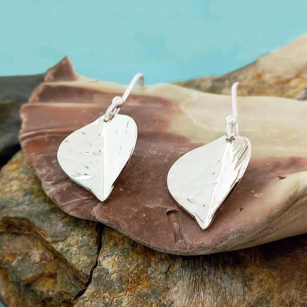 Leaf sterling silver handmade earrings