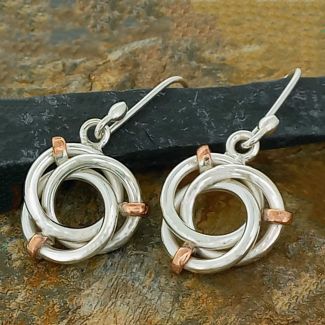 Entwined Circles Silver with Copper Earrings (785)