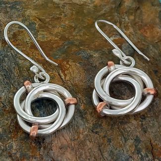 Entwined Circles Silver with Copper Earrings (785)