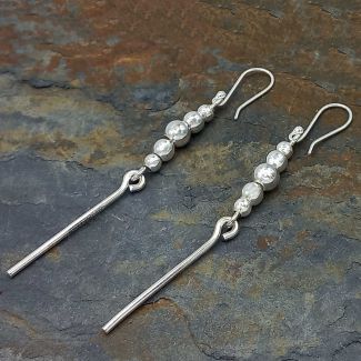 Statement Long Silver earrings with balls