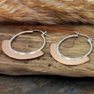 Handmde copper silver hoops