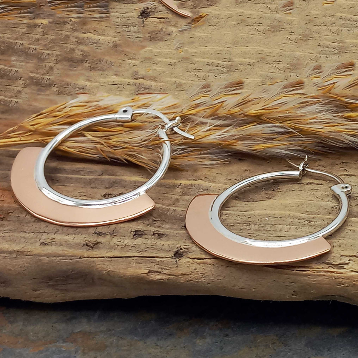 Sterling silver copper hoops Main image