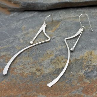 Unusual silver long dangle earrings