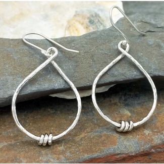 Hammered Teardrop Mexican Silver Earrings