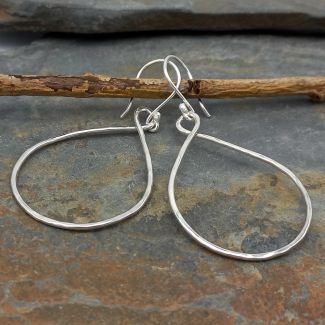 Large Hammered Teardrop Earrings