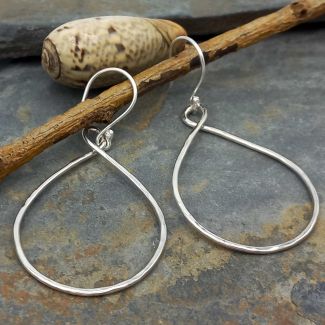Hammered Teardrop Silver Earrings 
