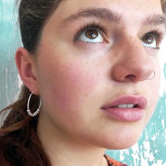 Hoop with Balls Silver Earrings (800)
