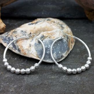 Hoop with Balls Silver Earrings 