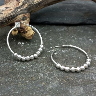 Hoop with Balls Silver Earrings (800)