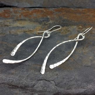 Duo Hammered Strand Silver Earrings (801)