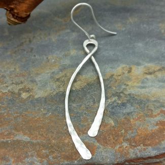 Duo Hammered Strand Silver Earrings (801)