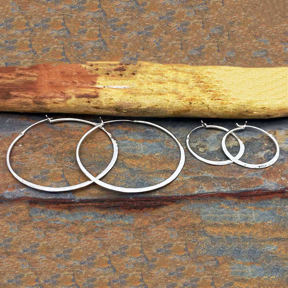 Large and small hammered hoops
