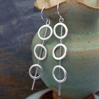 Mexican silver dangle circle earrings