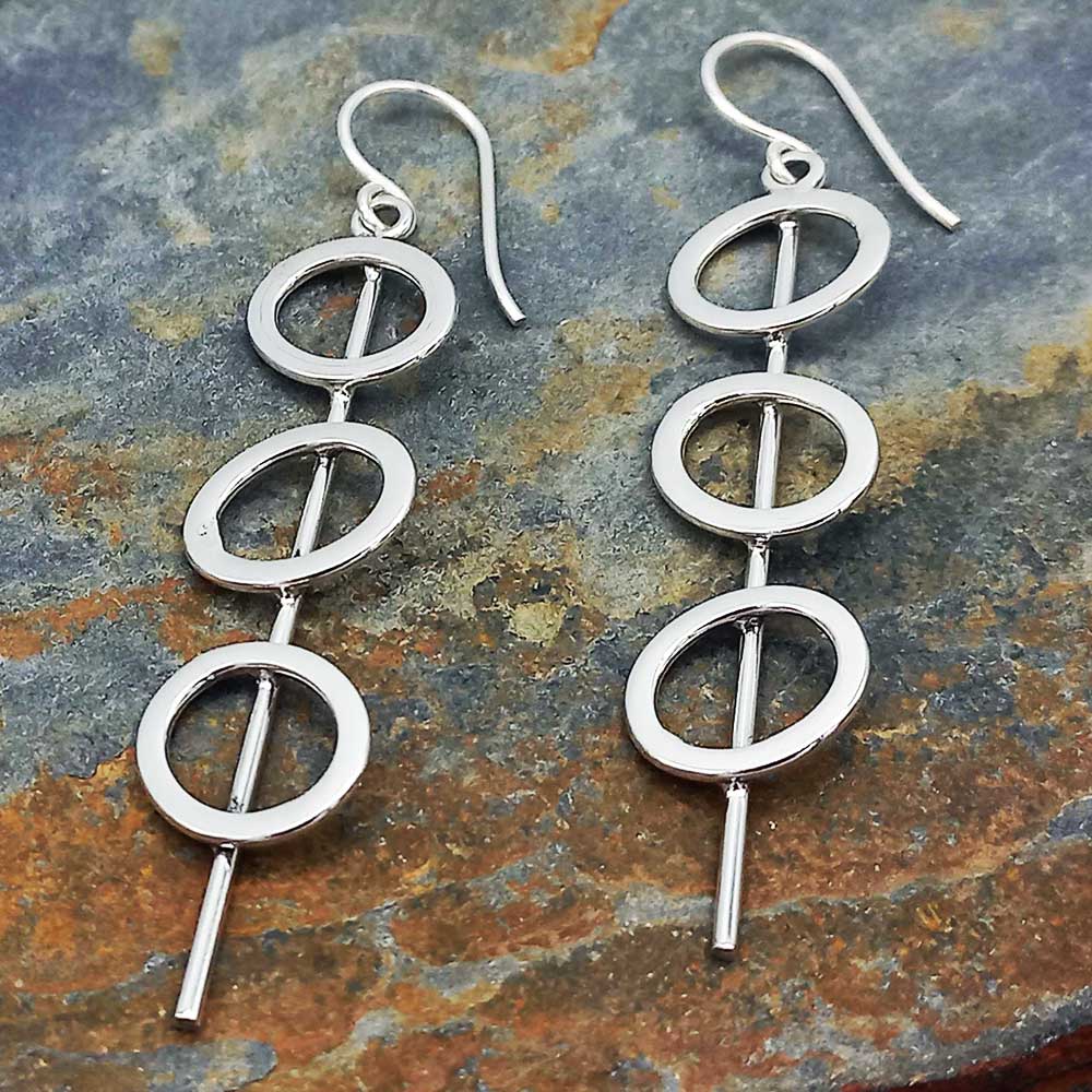 Handmade circle long earrings