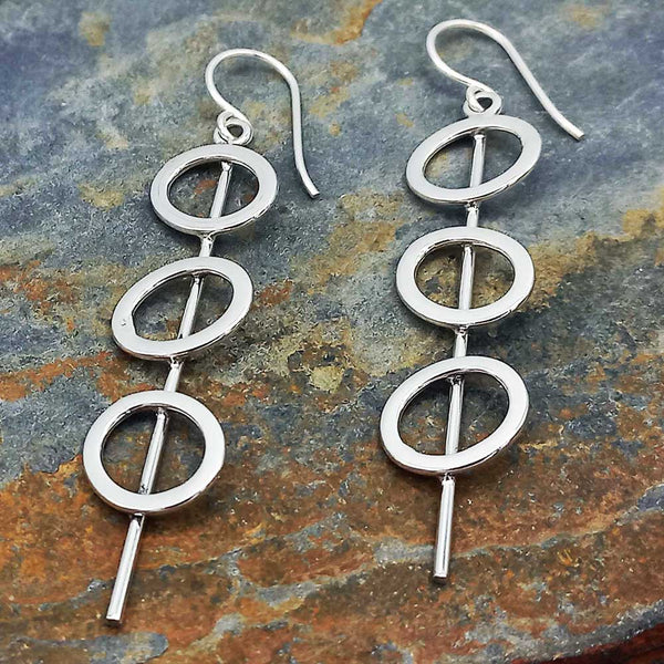 Handmade circle long earrings