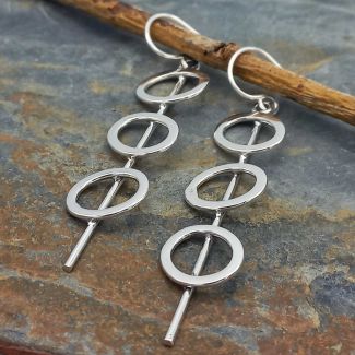 Circle Trio Silver Earrings