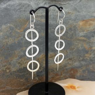 Statement sterling silver circle drop earrings