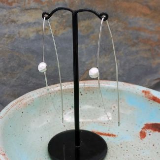 Long Bola Strand Silver Earrings (808)