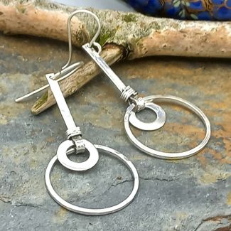 Swinging Circles Silver Earrings