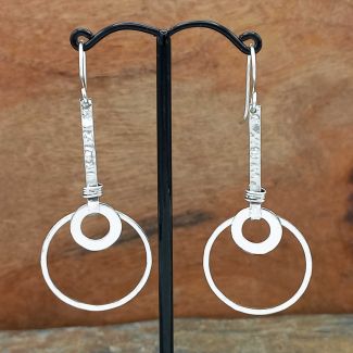Swinging Circles Silver Earrings (809)