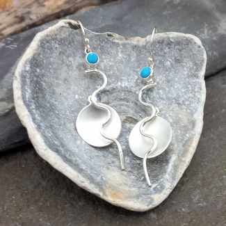 Unusual silver turquoise earrings