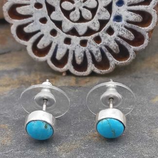Turquoise 6mm Silver Stud Earrings