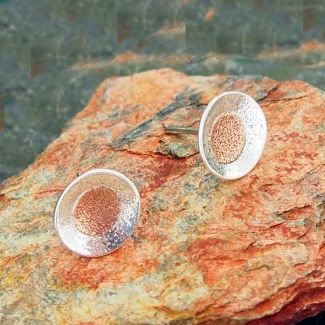 Unusual Silver Copper brushed studs