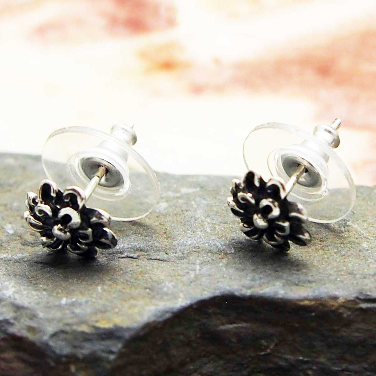 Handmade Silver Flower Stud Earrings