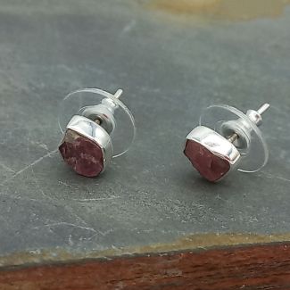 Chunky handmade silver studs with stone