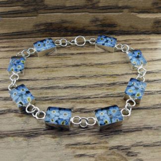 Forget-me-not Silver link bracelet